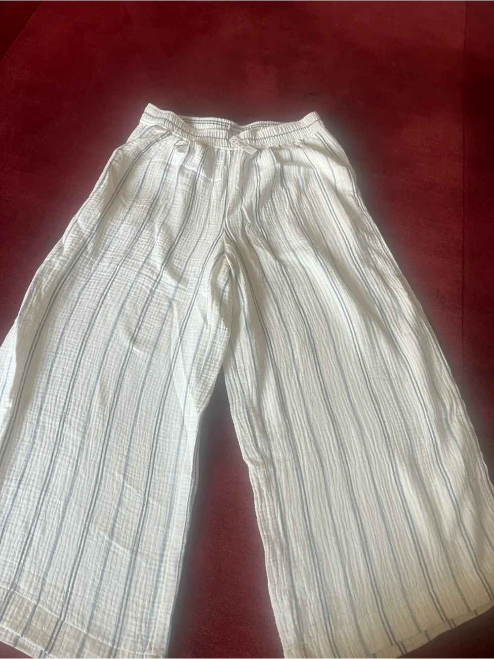 Madewell Untailored WideLeg Crop Pants Striped Lightspun Cotton - Picture 5 of 7